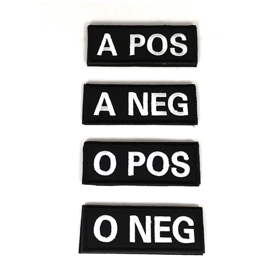 dzi blood type velcro patches - black 001. dzi blood type velcro patches - black 001