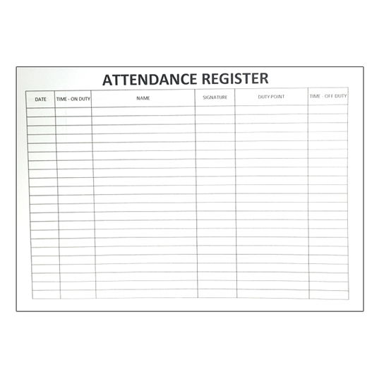 attendance register book 001. attendance register book 001