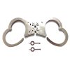 double-locking-handcuffs-002. Nickel Double Locking Hinged Handcuffs with 2 Keys