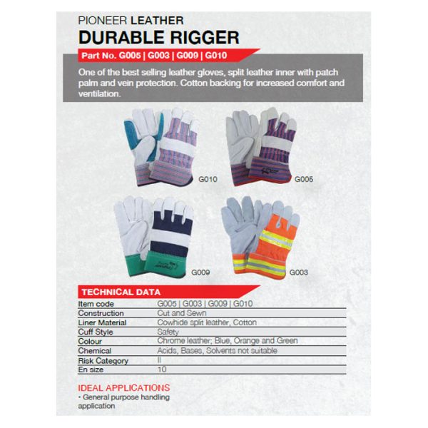 g003 gloves 002. Pioneer 2.5" Chrome Leather Glove With Reflective Tape Back - OSFM