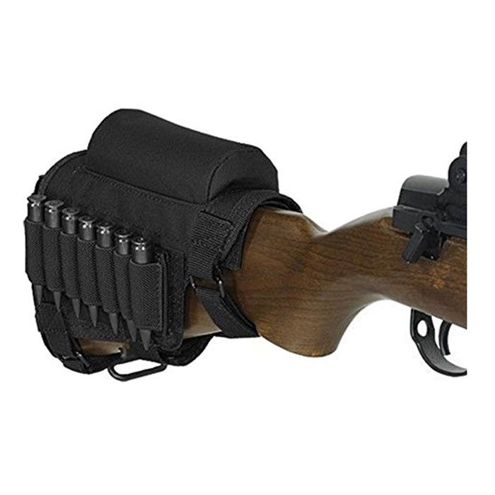 rifle adjustable cheek pad with rest and ammo pouc. Rifle Adjustable Cheek Pad with Rest and Ammo Pouch - Black