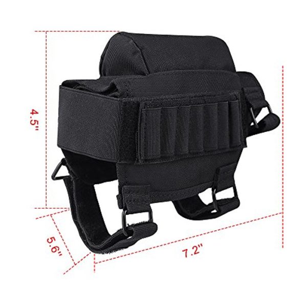 rifle adjustable cheek pad with rest and ammo pouc. Rifle Adjustable Cheek Pad with Rest and Ammo Pouch - Black