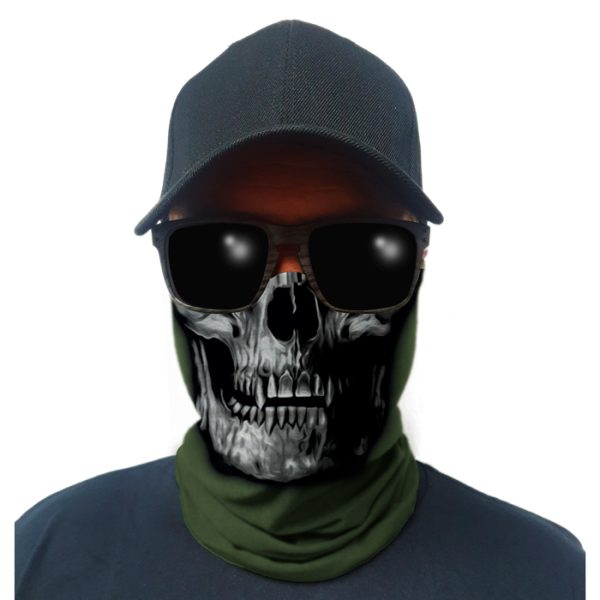 sa-50211-multi-use-tubular-bandana-gator-face-shie. Multi-Use Tubular Bandana/Gator Face Shield - Tactical OD Green Skull