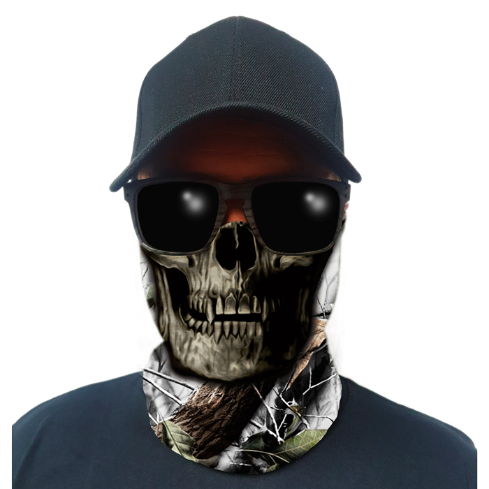 sa-50294-multi-use-tubular-bandana-gator-face-shie. Multi-Use Tubular Bandana/Gator Face Shield - Bush Snow Camo Skull