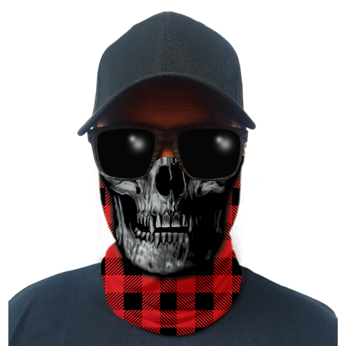 sa-50295-multi-use-tubular-bandana-gator-face-shie. Multi-Use Tubular Bandana/Gator Face Shield - Lumberjack Red Skull