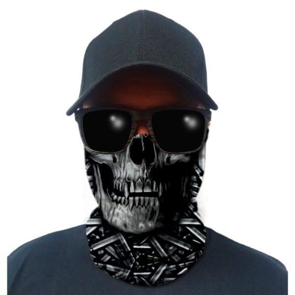 sa-50265-multi-use-tubular-bandana-gator-face-shie. Multi-Use Tubular Bandana/Gator Face Shield - Blackout Rounds Skull