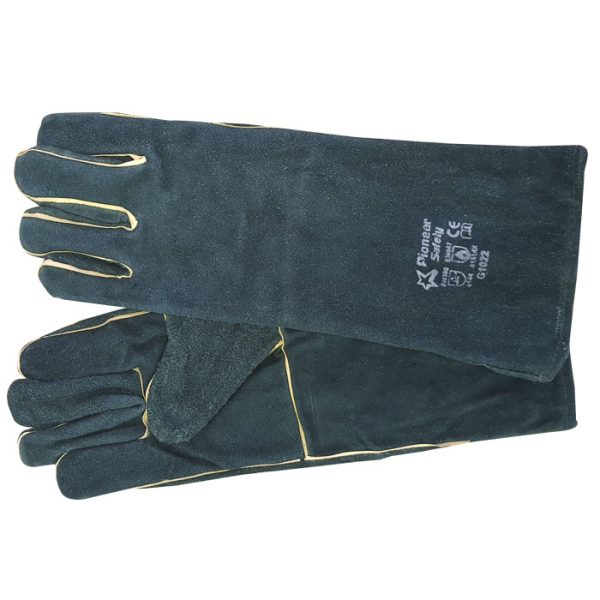 g1022 gloves 001. 8" Green Lined Elbow Length Welding Gloves - OSFM