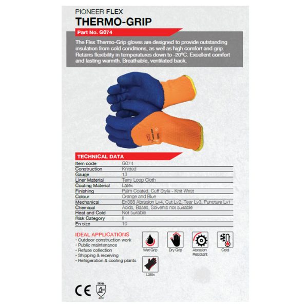 g074 gloves 002. Pioneer Flex Thermo - Grip Glove - Size 10