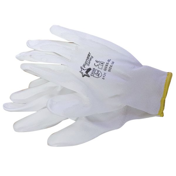 g055 gloves 001.jpg. Pioneer White Pu Coated Inspector Gloves