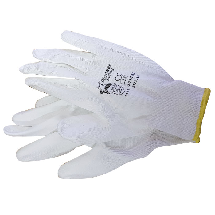 g055 gloves 001.jpg. Pioneer White Pu Coated Inspector Gloves