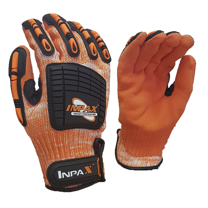 g122 gloves 001. Pioneer Maxmac Inpax Glove Cut Ansi LV5, 8G, Sandy Nitrile Palm Work Gloves