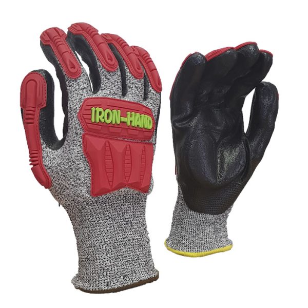 g129 gloves 001. Pioneer Maxmac Iron Hand Glove Cut LV5 , 13 G, Knuckle Nitrile Palm Work Gloves