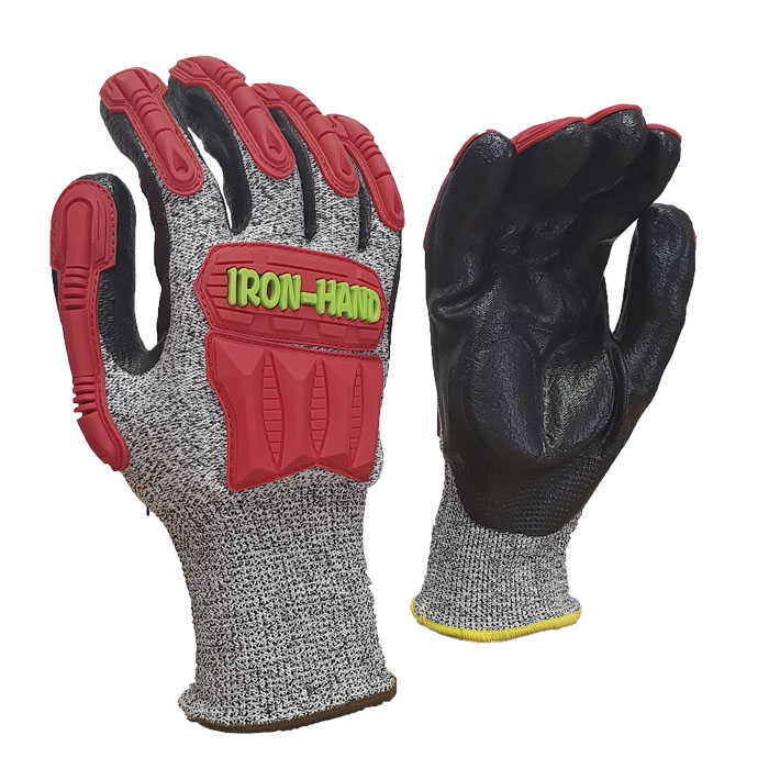 g129 gloves 001. Pioneer Maxmac Iron Hand Glove Cut LV5 , 13 G, Knuckle Nitrile Palm Work Gloves
