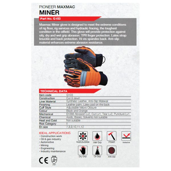 g103 gloves 002. Pioneer Maxmac Miner Work Gloves