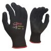 g057 gloves 001. Flex 13 Gauge Black Lined, Black Foam Latex Coated Palm General Purpose Gloves