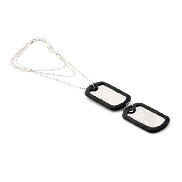 basic military dog tags 002. Complete Basic Military Dog Tag Set - 2 x Tags, Chain, Silencers - Various