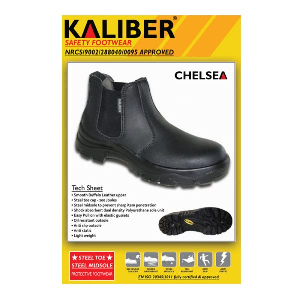 kaliber-chelsea-black-002. Kaliber Chelsea Steel Toe Safety Shoe - Black