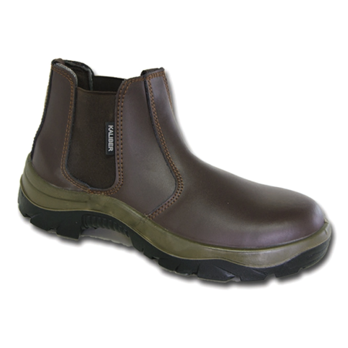 kaliber-chelsea-brown-001. Kaliber Chelsea Steel Toe Safety Shoe - Choc Brown