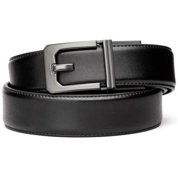 kore-leather-x3-belt-black-001. Kore Classic Reinforced Leather Ratcheting Gun Belt with X3 Buckle - Black - 24" - 44"