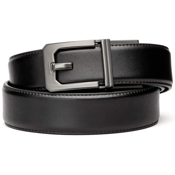 kore-leather-x3-belt-black-001. Kore Classic Reinforced Leather Ratcheting Gun Belt with X3 Buckle - Black - 24" - 44"