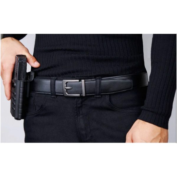 kore-leather-x3-belt-black-002. Kore Classic Reinforced Leather Ratcheting Gun Belt with X3 Buckle - Black - 24" - 44"