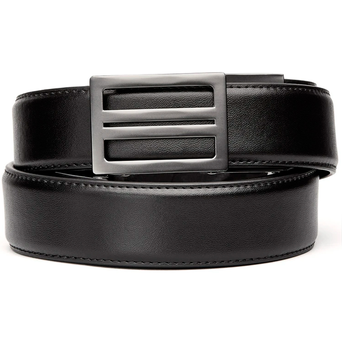 kore-leather-x1-belt-black-001. Kore Classic Reinforced Leather Ratcheting Gun Belt with X1 Buckle - Black - 24" - 44"