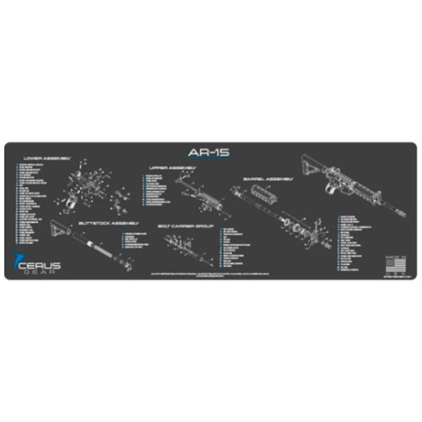 cerus-gear-promat-ar-15-schematic-001. Cerus Gear Rifle Promat Cleaning Mat - AR15 Schematic - Charcoal Grey