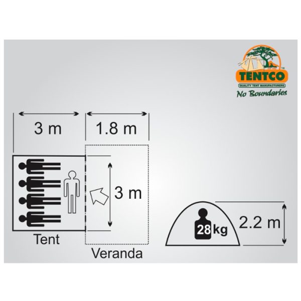 te105-tentco-senior-safari-bow-deluxe-tent-003. Tentco Senior Safari Bow Deluxe Tent - 3.0m X 3.0m X 2.2m