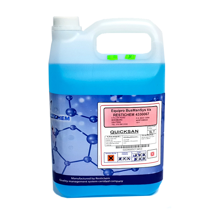 quicksan-hand-sanitiser-liquid-5l-001. Quicksan 70%+ Alcohol Liquid Hand Sanitiser - 25L