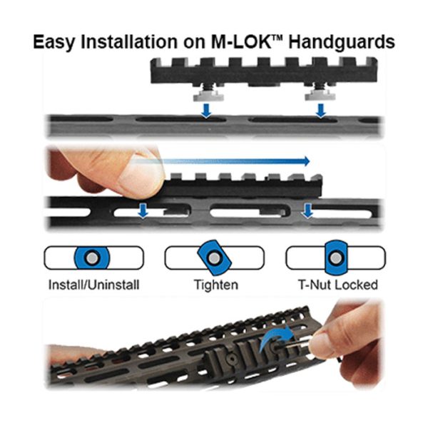 mturs09s-002. UTG PRO M-LOK 4-Slot Picatinny Rail Section, Black