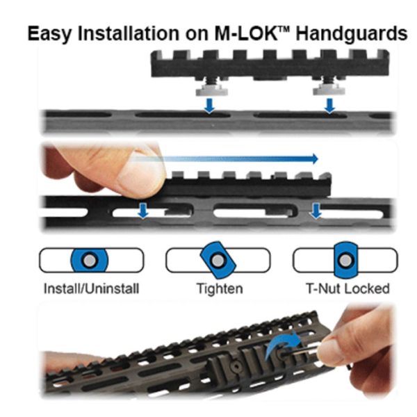 mturs09m-003. UTG PRO M-LOK 8-Slot Picatinny Rail Section, Black