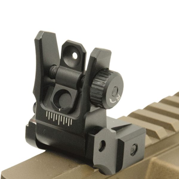 mnt-955-002. UTG AR15 Low Profile Flip-up Rear Sight with Dual Aiming Aperture