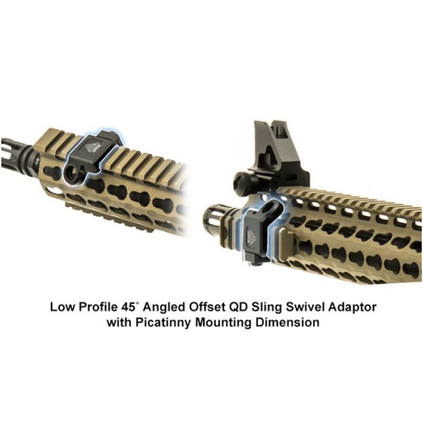 tl-swpm01-003. UTG Low-Pro Picatinny-Mount Angled QD Sling Swivel Adaptor