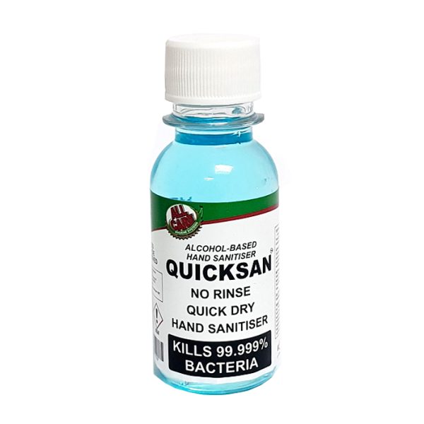 quicksan-hand-sanitiser-liquid-100ml-001. Quicksan 70%+ Alcohol Liquid Hand Sanitiser - 100ml