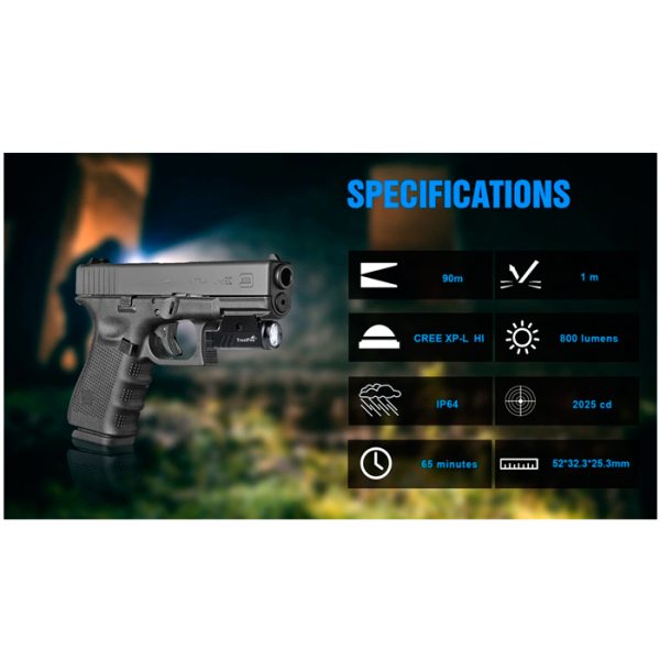 trustfire-gm23-weaponlight-004. TrustFire GM23 800 Lumen Weaponlight - Black