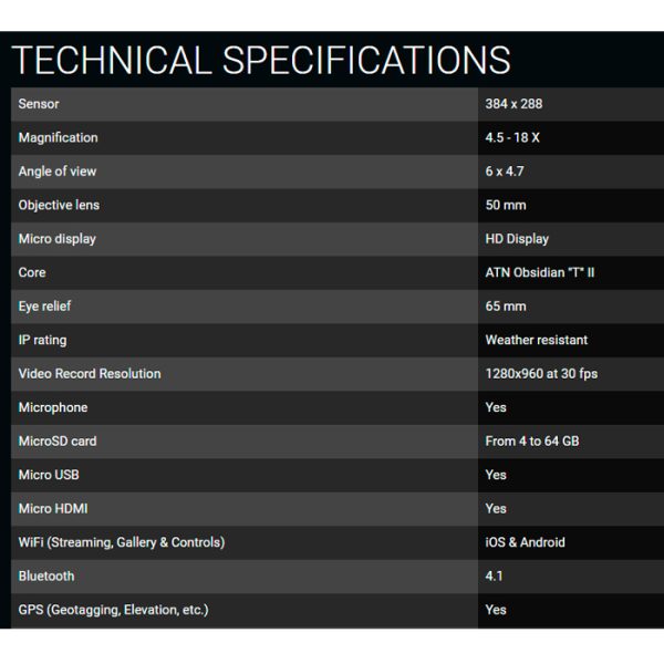 atn-ms4k3850-010. ATN MARS 4, 7-28x, 384x288, Thermal Scope with Full HD Video Recording