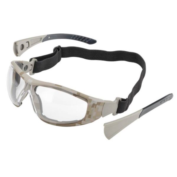 gg-45caf-camoelvex-go-specs-ii-ballistic-glasses,-. Elvex Go-Specs II Ballistic Glasses, AF/PC Lens, Strap System, Digital Desert Camo Frame - Clear