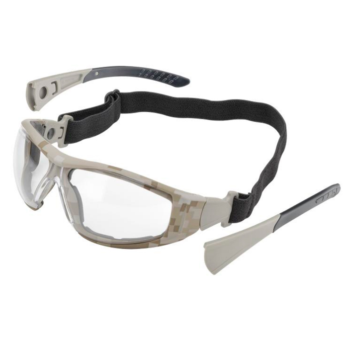 gg-45caf-camoelvex-go-specs-ii-ballistic-glasses,-. Elvex Go-Specs II Ballistic Glasses, AF/PC Lens, Strap System, Digital Desert Camo Frame - Clear