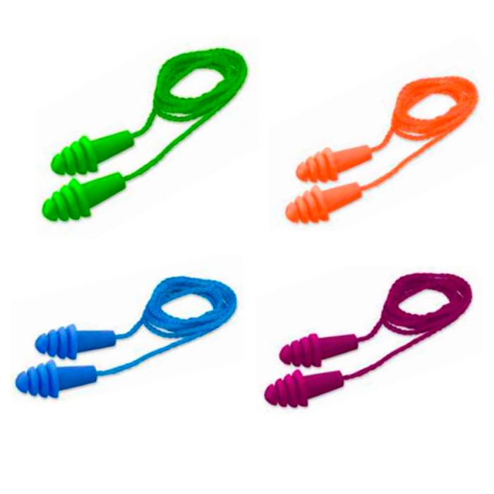 ep-411-elvex-quattro-reusable-corded-ear-plugs-var. Elvex Quattro Reusable Corded Ear Plugs, SNR34 - Blue