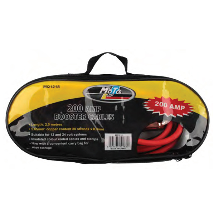 mq1218-001. Moto-Quip 200 Amp Booster/Jumper Cable - 2.5m In Carry Bag