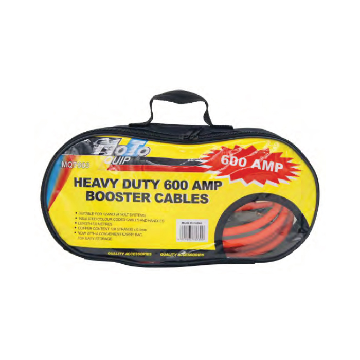 mq7603-001. Moto-Quip Extra Heavy Duty 600 Amp Booster/Jumper Cable - 3m In Carry Bag