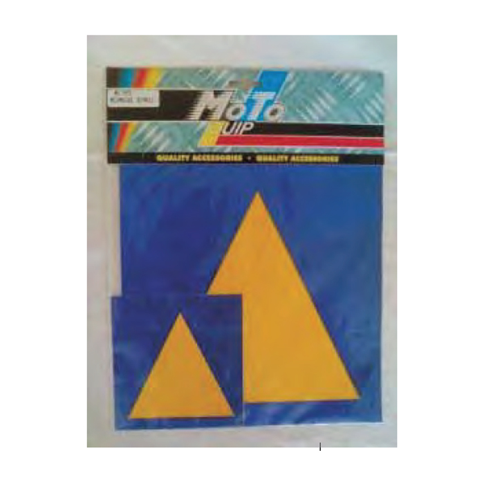 mq7675-001. Moto-Quip Mozambique Triangle Stick-On Front And Back New Regulation Size