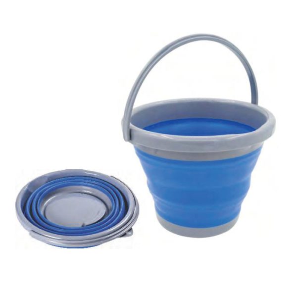 mq8083-001. Leisure Quip 10 Litre Foldable Bucket, Blue & Grey