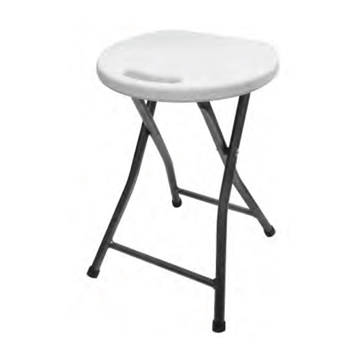 mq8258-001. Leisure Quip Folding Stool 31.5cm Diameter 46cm High - Folds Flat HDPE Seat