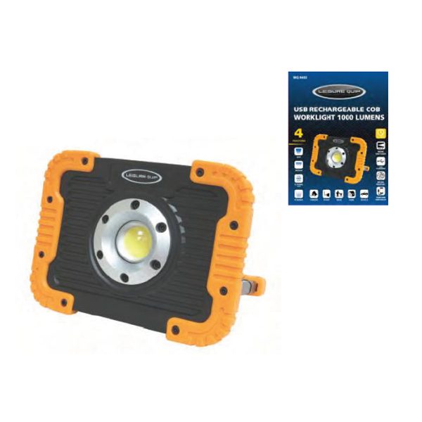 mq8403-001. Leisure Quip USB Rechargeable Cob Worklight 1000 Lumens With Power Bank