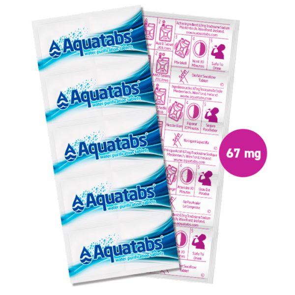 aquatabs-67mg-water-purification-tablets---treats-. Aquatabs 67mg Water Purification Tablets - 1x Tablet Treats 20L - 10pk