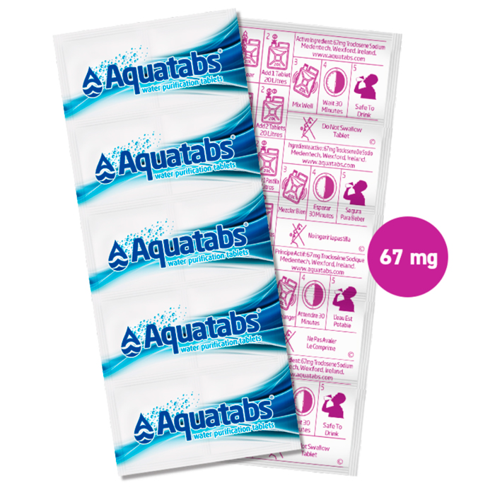aquatabs-67mg-water-purification-tablets---treats-. Aquatabs 67mg Water Purification Tablets - 1x Tablet Treats 20L - 10pk
