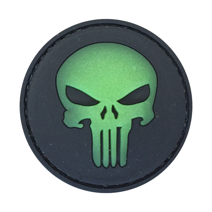 g-yzyfg-tacspec-glow-in-the-dark-punisher-pvc-velc. TacSpec "Glow in the Dark Punisher" PVC Velcro Patch