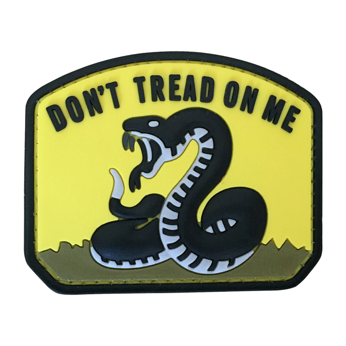 dtom-ye-tacspec-don't-tread-on-me-pvc-velcro-patch. TacSpec "Don't Tread on Me" PVC Velcro Patch - Yellow