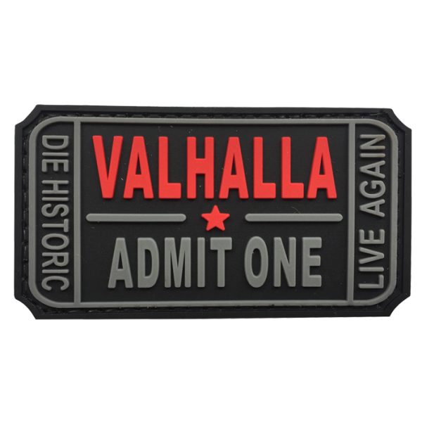 val-bk-tacspec-admit-one-pvc-velcro-patch---black-. TacSpec "Admit One" PVC Velcro Patch - Black